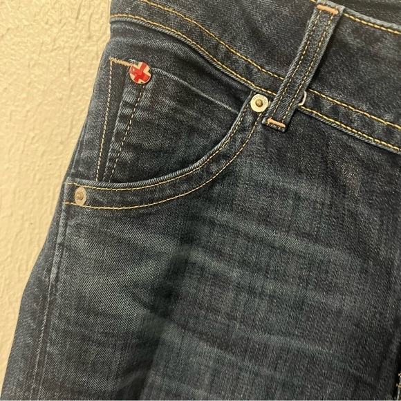 Hudson Women’s Signature Midrise Bootcut Jeans Dark Wash Size 28x34 Flap Pockets - Picture 4 of 12